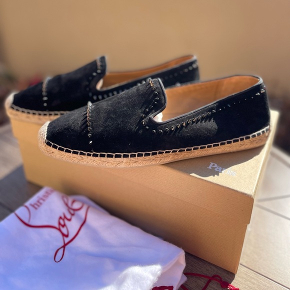 Authentic Christian Louboutin Espadrille Flats size 41 red bottoms
